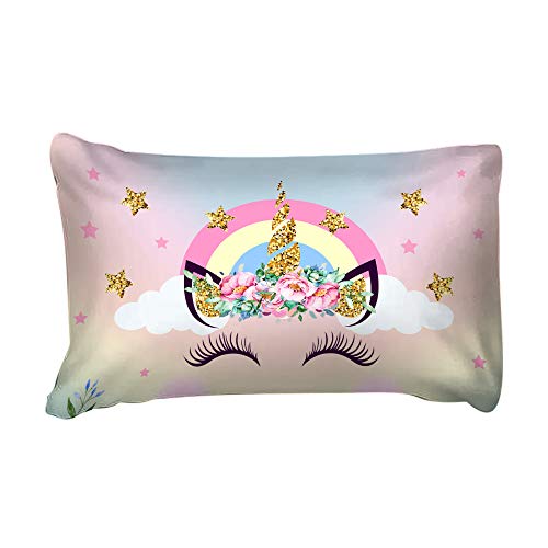 Rosa Einhorn Bettbezug,süßes Einhorn Wimpern Mädchen Kinder Bettwäsche135×200cm,Einhorn-Motiv Bettwäsche mit 2 Kissenbezügen (135×200cm, Auge) - Image 4