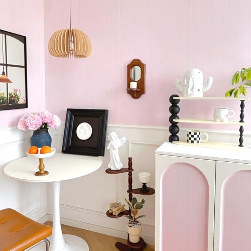 Qianglive Pink Grasscloth Wallpaper Peel and Stick Wallpaper Texture Contact Paper 15.7"x120" Vintage Removable Waterproof Wall Paper for Room Walls Cabinets Furniture Drawers Desk by Qianglive - Used condition - Image 5