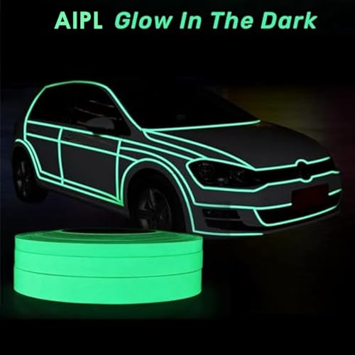 Image of AIPL Glow in The Dark Tape 20MM x 16.40 Feet Green Luminous Phosphorescent Tape for Night Visibility Safety Marking Stairs Steps Walls Theater Stages & Exit Signs