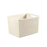 CURVER(カーバー) ラージバスケット ホワイト 20L Jute ジュート 収納 バスケット ランドリー ランドリーバスケット カゴ 洗濯カゴ おしゃれ 丈夫 北欧 リネンのような質感 麻