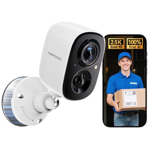 Caméras de sécurité à domicile magnétiques sans fil 2,5 K, WiFi extérieur, détection de personne AI sans abonnement, vision nocturne couleur 4 MP, audio bidirectionnel duplex complet, étanchéité IP66