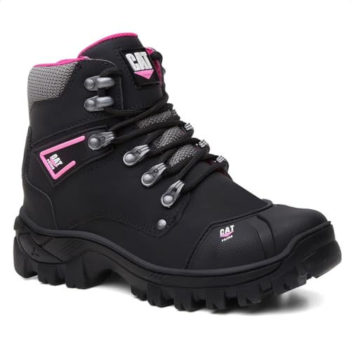 Botina Feminina Bota Coturno De Segurança Trabalho Epi Com C.a Original (PRETO/ROSA, BR, Adulto, Num