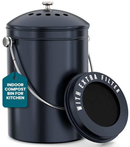 Image of Utopia Kitchen Countertop Compost Bin 1.3 Gallon, Stainless Steel, Purple