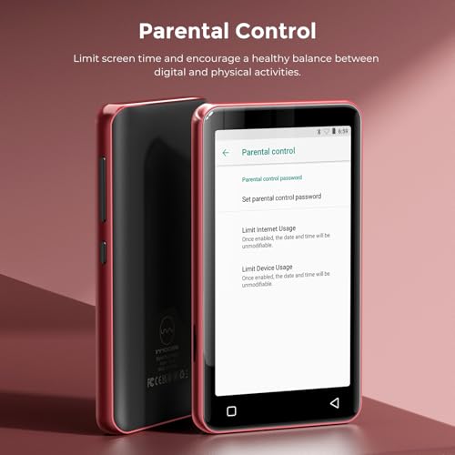 Image of innioasis G1 Kids MP3 Player with Bluetooth, WiFi, 16GB Android MP4 Player, 4-Inch Full Touch Screen, Supports Spotify, Pandora, Tidal, Deezer, Amazon Music (Red)