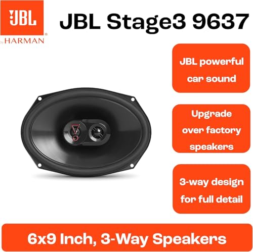 JBL Stage3 9637F 3-Wege Auto Lautsprecher Set von Harman Kardon ohne Gitter - 375 Watt KFZ Ovale Autolautsprecher Boxen - 6' x 9' (152 mm x 230 mm)