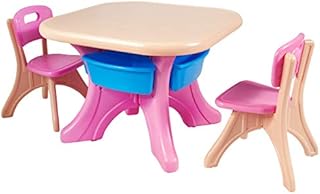 Maxmass Kids Table and Chair Set, Children Activity Table Chairs with Detachable Storage Bins, Toddler Craft Table Chair for Eating, Drawing and Writing (Pink)