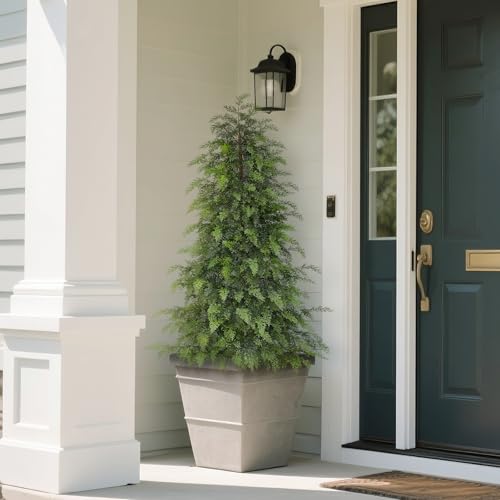 Image of Lifelike Touch Artificial Cedar Christmas Trees for Front Porch (2Set 4FT)