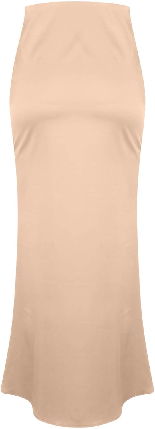 Satin Skirts for Women Holiday Business Casual Silk Maxi Skirt Flowy Elegant High Waist A-Line Cocktail Party Outfits - Image 6