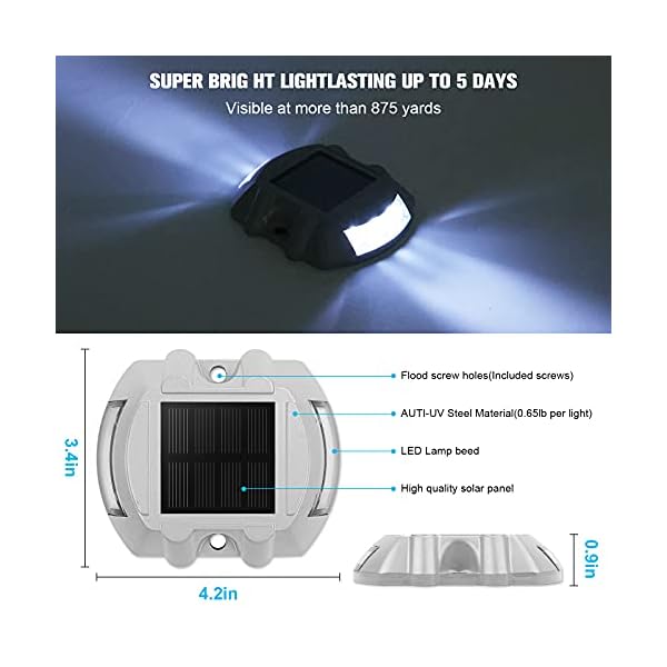 Solar-Deck-Lichter, Auffahrt-Dock-Lichter, Volilun, LED, kabellos, IP67, wasserdicht, Warnung für den Außenbereich… – Bild 3