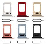 Risidamoy 6 Color for iPhone XR Dual SIM Card Tray Holder Replacement with SIM Ejector Sim Card White Black Blue Red Coral Yellow a Set SIM Card Slot for iPhonexr A1984 A2105 A2106 A2107 A2108