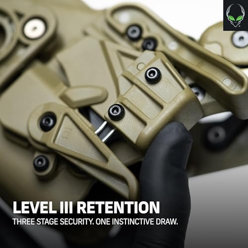 Alien Gear Rapid Force Level 3 Duty Holster – Compatible with Glock 17/17 MOS/19/19X/19 MOS/22/23/44/45/45 MOS/47/47 MOS – Right Hand – Compact Light – Mid Ride – Matte Black – No Axon – Optic Ready - Thumbnail 3