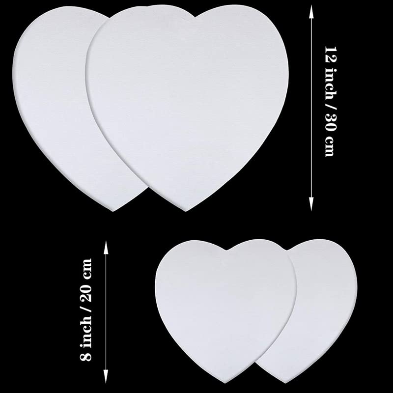 4pcs Artista a forma di cuore Pannelli di pannelli in tela, pannelli in tela in blank inneppato in cotone per studenti Artista 667