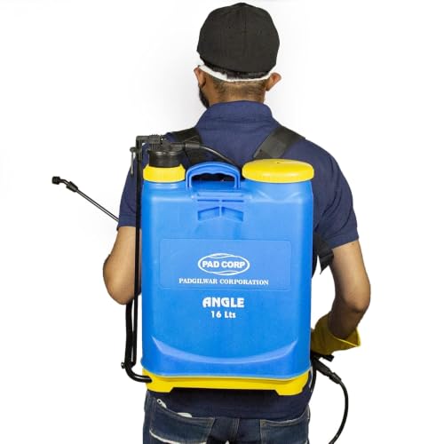 Image of PAD Corp Angel Kanpsack Manual Operated Sprayer 16 Litre Tank Capacity, Light Weight, Easy to Handle, 4 Set of Nozzles (Color: Blue & Yellow)