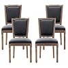 Nrizc Farmhouse Dining Chairs Set of 4 French Dining Chairs with Square Back Brown Wood Legs French Bistro Chairs for Dining RoomLiving RoomKitchenRestaurant Dark Grey