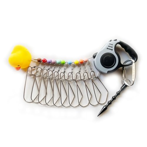 DANGONGLI Fish Stringer with Reel Hurricane Stringer with 10 Stainless Steel Snaps Chain Stringer Foam Fishing Float, Lures, Baits, Ice Spearing Equipment Multi-Tools