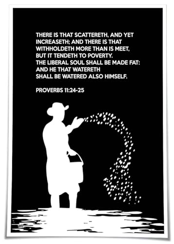 Deneest Proverbs 11 24 25 Bible Verses Wall Art Scripture Posters Art Prints Giclee Artwork Contemporary Decorative Pictures Canvases for Living Room (16.00''x24.00'',Unframed)