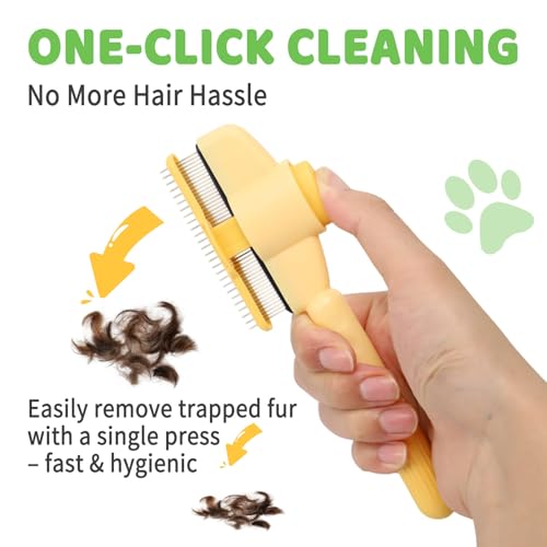 Fellblitz Bürste Katze, 2 Stück Flohkamm und Pflegekamm für Katzen und Hunde, Selbstreinigende Fellbürste, Feinzahniger Hundekamm, Zeckenkamm zur Haarentfernung