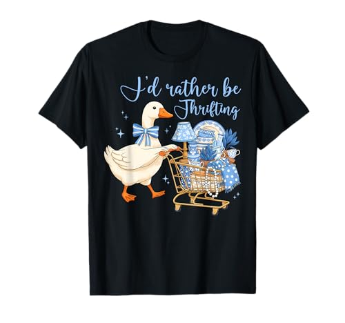 Funny I’d Rather Be Thrifting Cute Silly Goose Duck Coquette