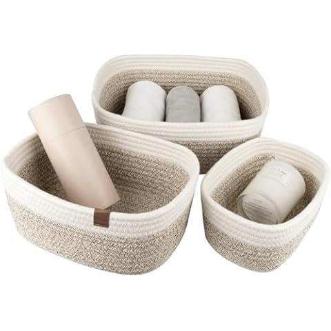 LA JOLIE MUSE Cotton Rope Storage Basket Set Cover