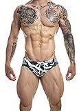PINKY SENSON Mens Swim Brief Athletic Training Swimsuit Pouch Pad Bulge Bathing Bikini Camouflage L