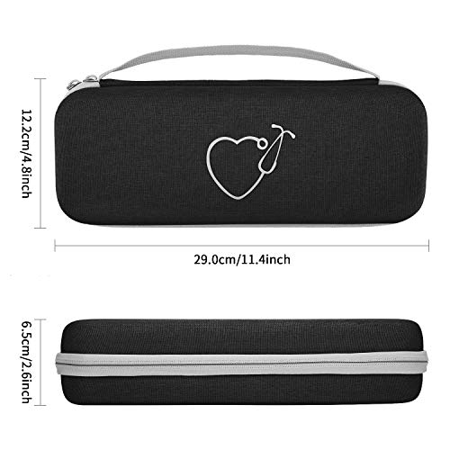 Stethoscope Case For 3M Littmann Classic Iii, Lightweight Ii S.e, Mdf Acoustica Deluxe Stethoscopes, Extra Room For Nurse Accessories And Medical Equipment, Hard Carrying Case With Mesh Pocket, Black #TOP3