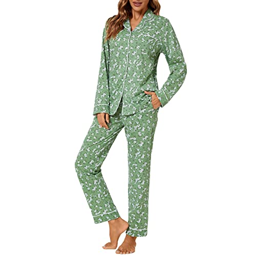 Image of Tugege Pajamas Set Long Sleeve Sleepwear Womens Button Down Nightwear Pj Sets