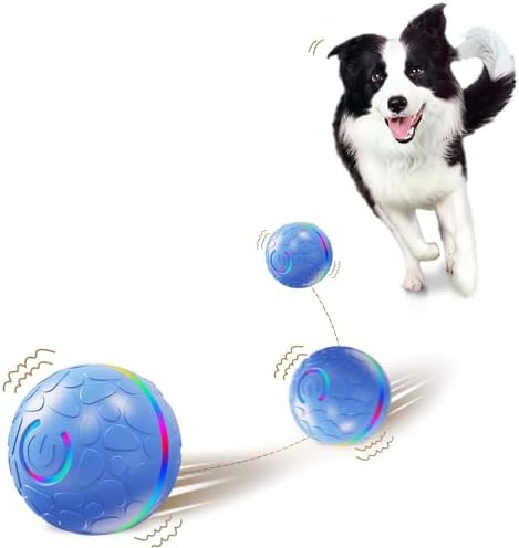 （21:30時点） 【第二世代・SNSで話題】2026 年リニューアル版！犬 ボール 動くおもちゃ 自動回転 障害物検知 逃げる 不規則な動き 光る LED | 狩猟本能を刺激 追いかける 運動不足解消 ストレス発散 | USB充電 丸洗いOK 中小型犬向け 猫用(ブルー)