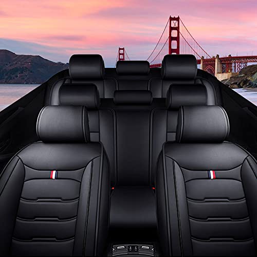 Image of Car Seat Cover 8 Seats for Mitsubishi Outlander 2003-2025, Durable Wear Resistant Waterproof Sport Seat Cover, Breathable No Odor Premium Leather Vehicle Seat Covers.(Standard,Black)