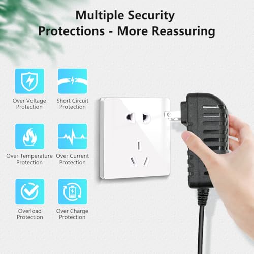 OOSSXX Power Adapter AC 100-240V to DC 12V 2A (2000mA) & 4-Way Power Splitter Cable for CCTV Security Camera/DVR/NVR/LED Strip Lights, Home Security Camera Surveillance System