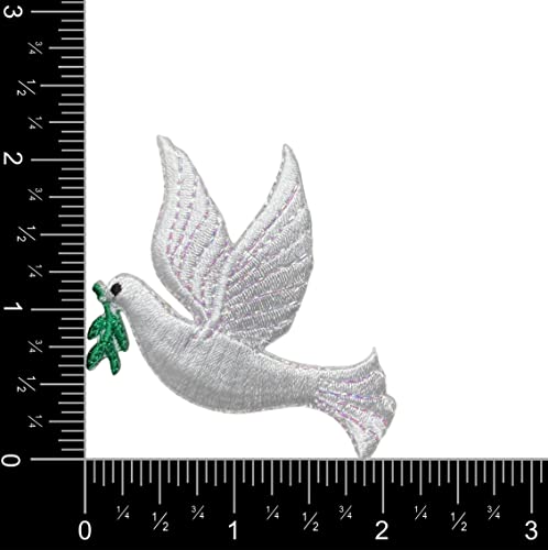 White Peace Dove Left Facing Embroidered Iron On Patch #TOP1