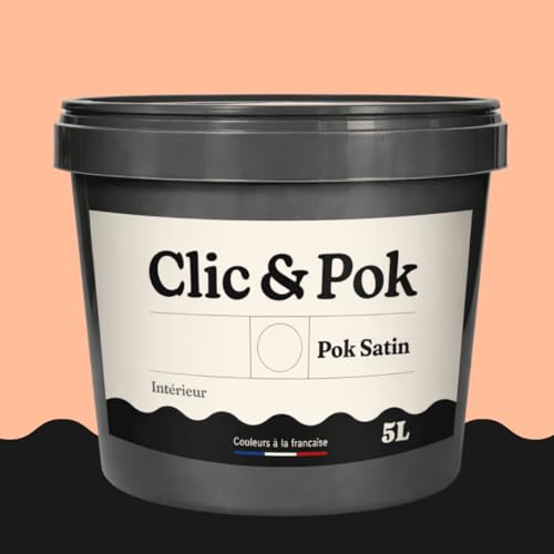 POK SATIN Peinture Mur Plafond – Intérieure Satinée, Lessivable, Multisupport - Saumon clair...