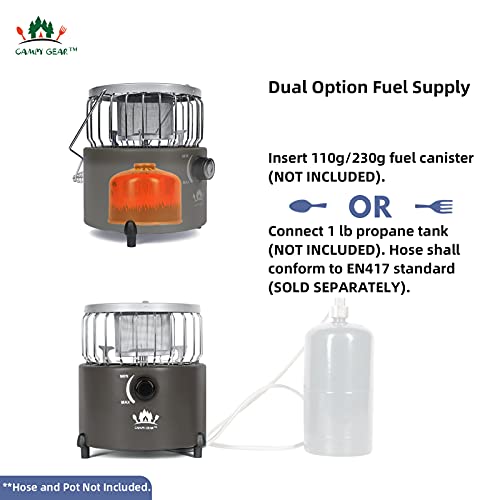 Campy-Gear-Chubby-2-in-1-Portable-Propane-Heater-Stove-Outdoor-Camping-Gas-Stove-Camp-Garage-Tent-Heater-for-Ice-Fishing-Backpacking-Hiking-Hunting-Survival-Emergency-Grey-CG-2000G