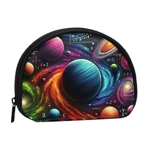 Portable Coin Purse Math-Planets Mini Zippered Money Pouch Card Holder