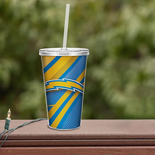 Image of Rico Industries NFL Football 16oz Clear Tumbler W /Straw for NFL Fans