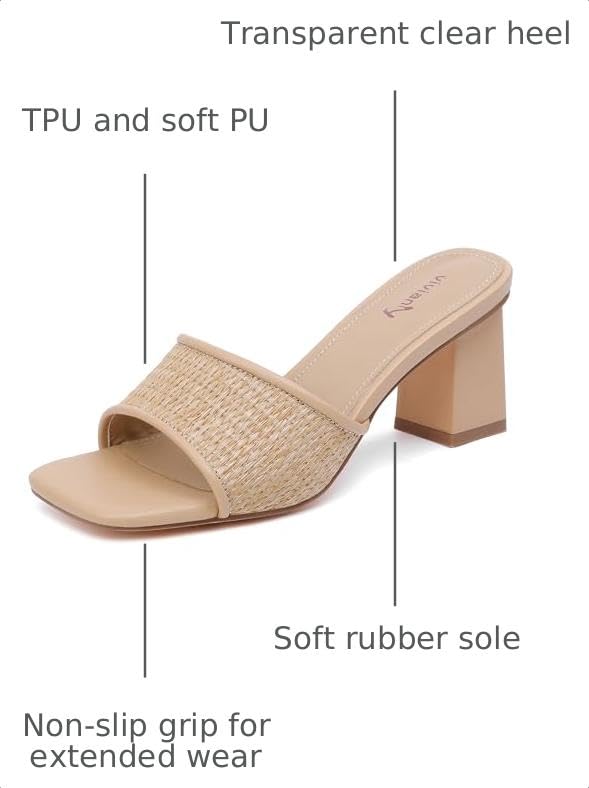 Image of vivianly women's Low Block Heels Sandal clear shoes
