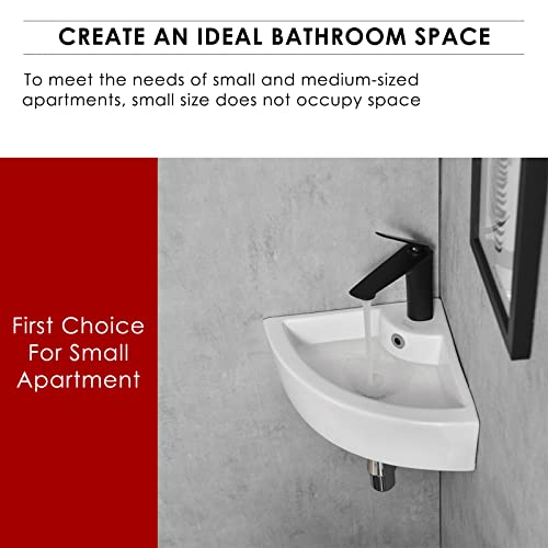 Davivy 18" X 13" Corner Bathroom Sink With Pop Up Drain And Installation Kit,Wall Mount Corner Sink,Ceramic Vessel Sink,Small Corner Sink,White Vessel Sink,Corner Vanity Sink For Bathrooms #TOP1