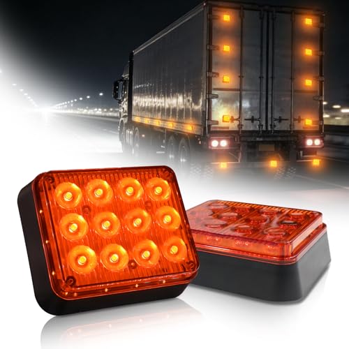 GZLDZN Amber Emergency Strobe Lights 2PCS, 12 Led Magnetic Flashing Safety Beacon Lamps for Trucks Vans Trailers Cars, Wireless Rechargeable Battery Powered Caution Light