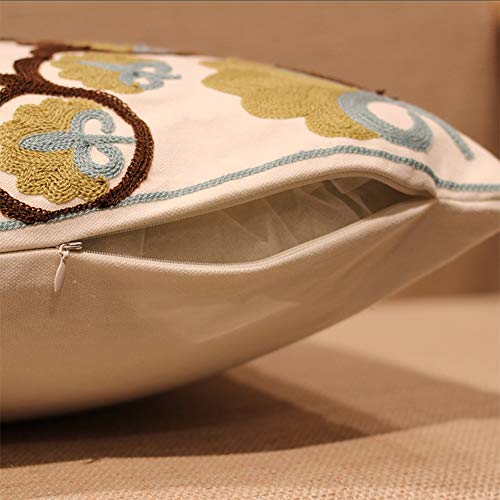Embroidered Decorative Throw Pillows Cover 18X18 Boho Farmhouse Square Pillow Case For Couch Sofa Bed, Plant Floral Patterns Home Decor Pillows Cover, Embroidery Pattern Fall Pillow Cover #TOP5