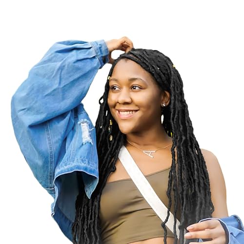 Niseyo 16 Inch Soft Locs Pre-looped New Faux Locs Crochet Hair 6 Packs (16 Inch, 2#/Off Black)