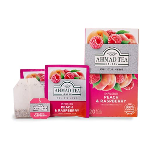 Ahmad Tea Infusions, Peach and Raspberry Teabags, 20 ct (Pack of 6) - Decaffeinated & Sugar-Free - Thumbnail 2