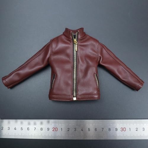 Veste en cuir de poupée homme 1/6 souple pour figurine articulée rouge