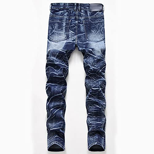 Men Stretch Straight Leg Biker Jeans Distressed Slim Fit Stretch Denim Pants Classic Vintage Washed Moto Jean2