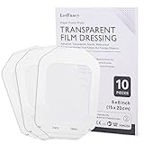 LotFancy Transparent Film Dressing, 6”x8”, 10 Patches, Waterproof Wound Cover for Post Surgical Shower, IV Shield, Tattoo Aftercare Bandage, Adhesive Clear Pad Tape
