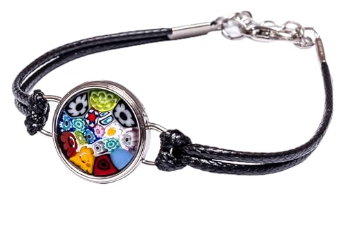 Millefiori Smart Unique Black Lolly Bracelet, Made of Authentic Murano Glass, Italian Design