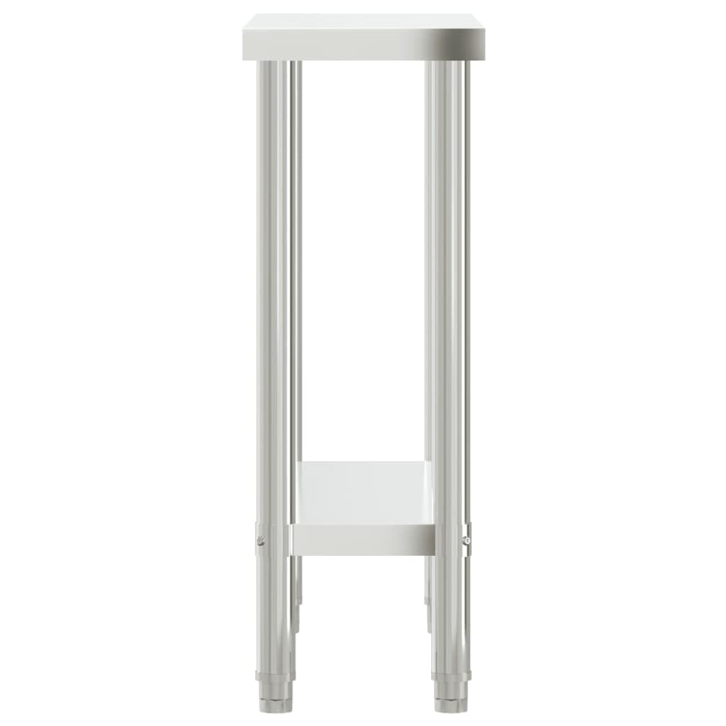 Tavolo da lavoro da cucina in acciaio inox, 82,5 x 30 x 85 cm, con ripiano, piedini regolabili, commerciale, per gastronomia, ristoranti, ristoranti, hotel, snack, bistrò, pizzeria