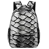 SKTNBM Mochila para hombres y mujeres, piel de serpiente, estampado en blanco y negro, mochila elegante, mochila de viaje de negocios, mochilas multifuncionales unisex, Negro -, Talla única, Mochilas