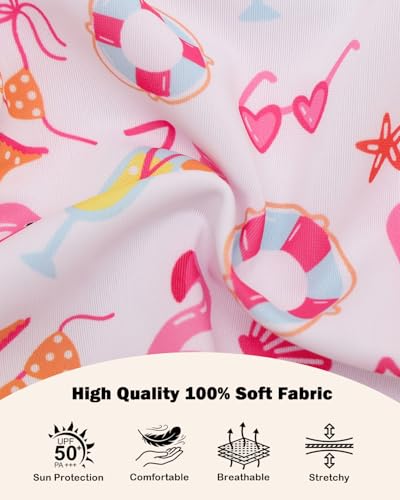 Image of CuteBone Pink Flamingo Pool Party Pet Dress for Small Dogs, Cats - Double-Layer Ruffled Skirt - Satin Bow - Summer Beach, BBQ Dress
