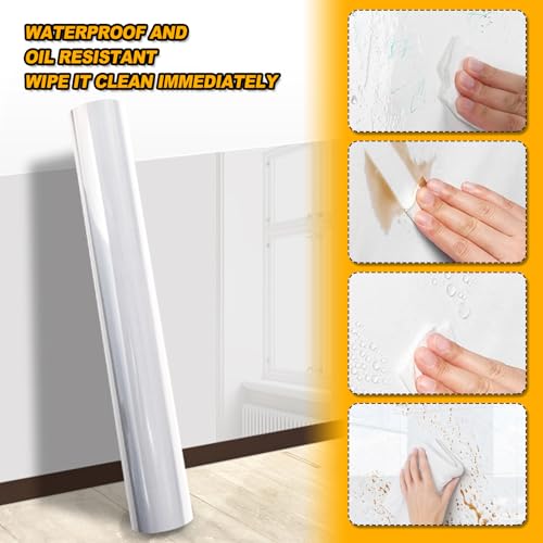SenZee Wandschutzfolie Selbstklebend Klebefolie Transparent 30cm×400cm Wandfolie Selbstklebende Folie Abwaschbar Schutzfolie für Wand Möbel Bücher