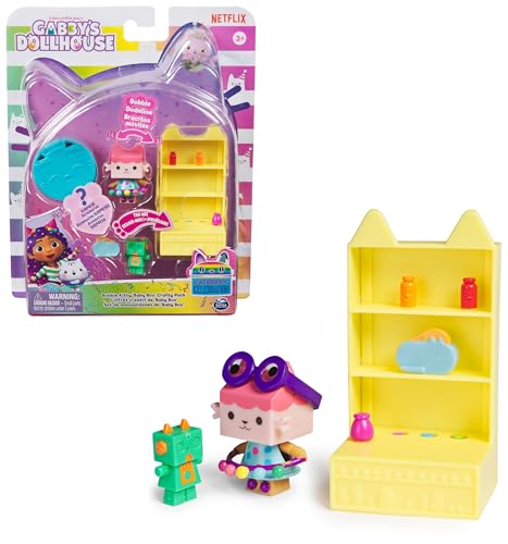 DREAMWORKS GABBYS DOLLHOUSE - Bobble Kitty Möbel Pack von Baby Box, Katzen-Figur mit Puppenhausmöbeln und Zubehörteilen, ab 3 Jahren