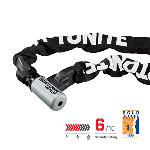 Image of Kryptonite Kryptolok 915 Bike Chain Lock, 5 Feet Long Heavy Duty Anti-Theft Sold Secure Gold Bicycle Chain Lock with Keys for Bike, Motorcycle, Scooter, Bicycle, Door, Gate, Fence | chain-bike-locks